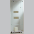 600mm wide glass freestanding display case - laminato light - LED - 6/18L - light grey