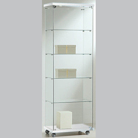 600mm wide glass freestanding display case - laminato light - 6/18LE