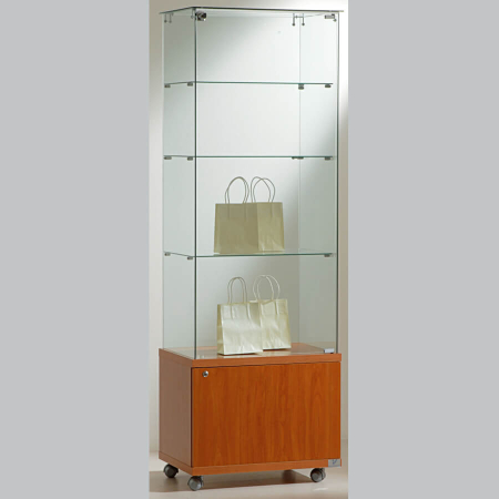 600mm wide glass freestanding display case - laminato light - 6/18M - cherry wood
