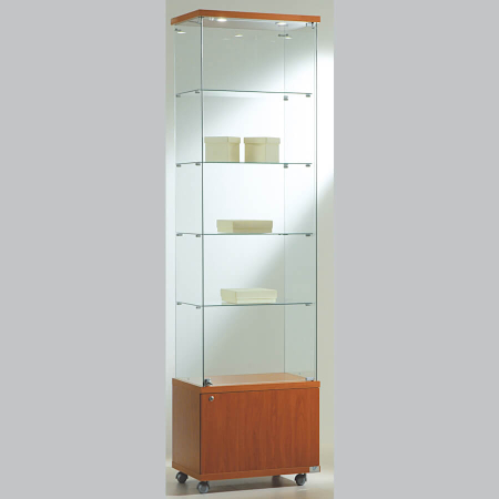 600mm wide glass freestanding display case - laminato light - 6/22M - cherry wood