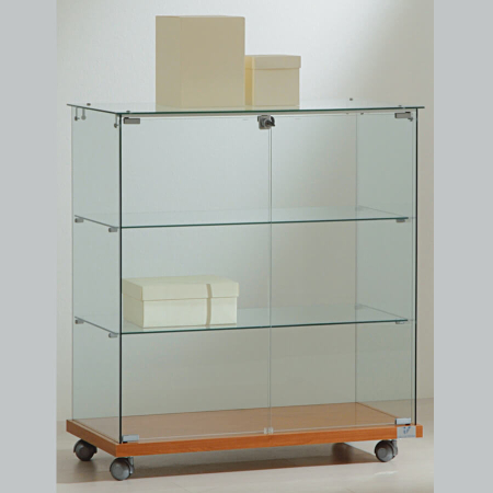 800mm wide glass counter display case - laminato light - 8/90 - cherry wood