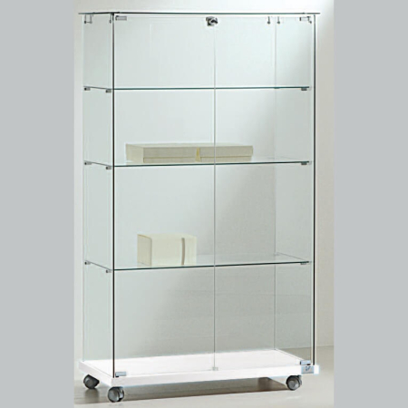 800mm wide glass freestanding display case - laminato light - 8/14E - white