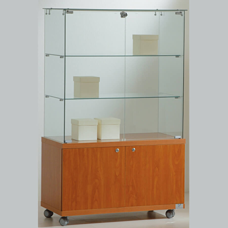 800mm wide glass freestanding display case - laminato light - 8/14M - cherry wood