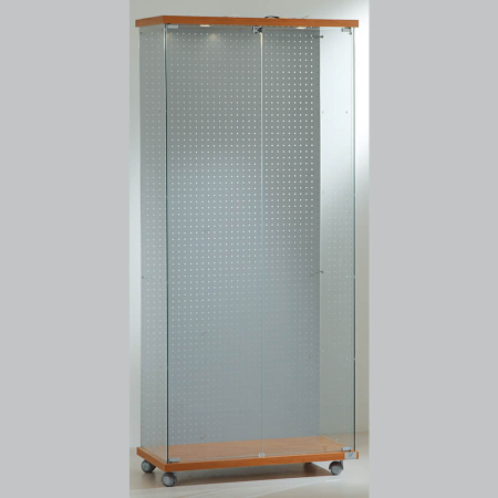 800mm wide glass freestanding display case - laminato light - 8/18LM-2 - cherry wood