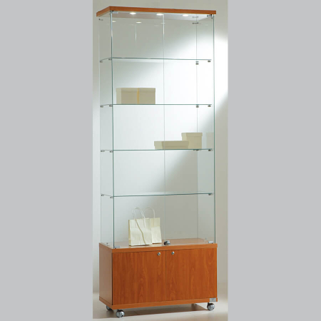 800mm wide glass freestanding display case - laminato light - 8/22M - cherry wood