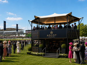 Multi-level outdoor premium hospitality venue featuring Ascot sky lounge brand