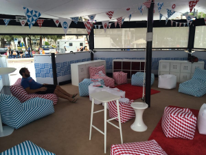 HEXIS Sky Lounge hospitality structure providing elevated viewing at a historic motorsport event